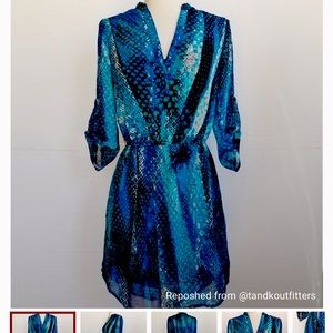 JUST FAB BLUE DRESS SNAKESKIN PRINT